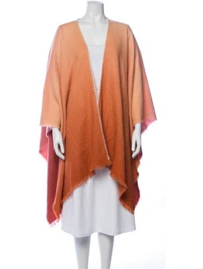 Pre-owned Alonpi Cashmere Cashmere Tie-dye Print Shawl In Orange