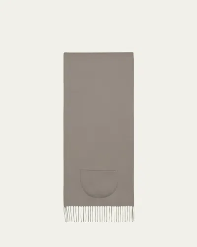 Alonpi Cashmere Fringe Trim Pocket Scarf In 3303 Grey Beige