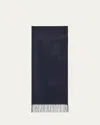 Alonpi Cashmere Fringe Trim Pocket Scarf In 5300 Blu Nero