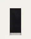 Alonpi Cashmere Fringe Trim Pocket Scarf In 5301 Nero Charcoal