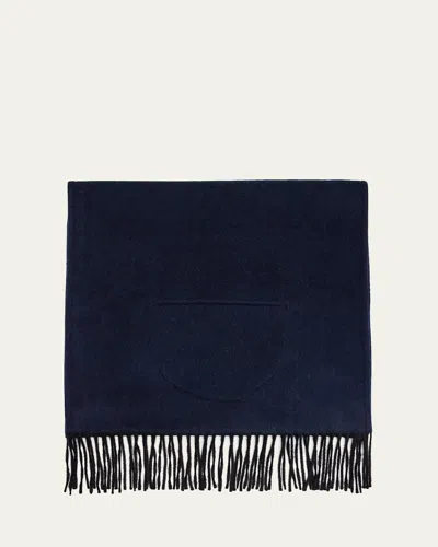 Alonpi Cashmere Fringe Trim Pocket Scarf In Blue