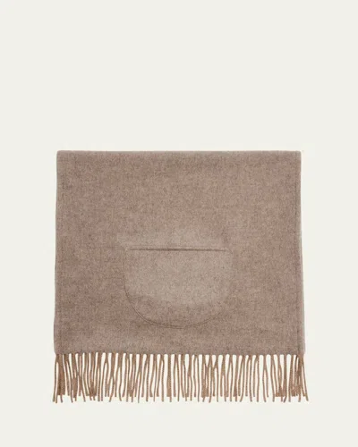 Alonpi Cashmere Fringe Trim Pocket Scarf In Grey