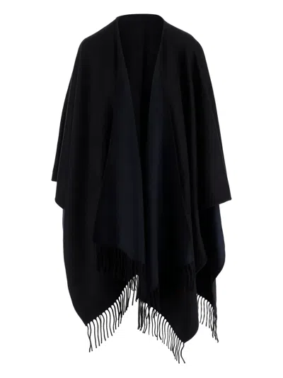 Alonpi Cashmere Fringed Poncho In Black