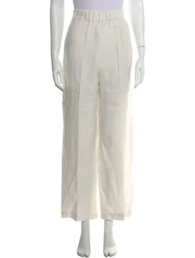 Pre-owned Alonpi Cashmere Linen Wide Leg Pants W/ Tags In Neutral