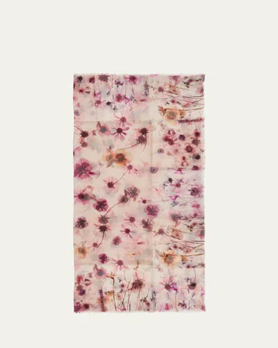 Alonpi Floral Wool Square Scarf In Pink Multi