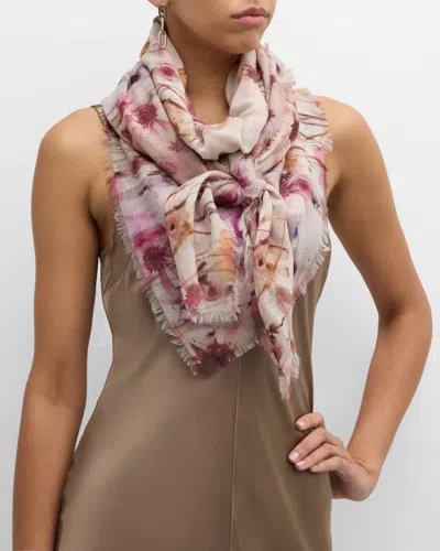 Alonpi Floral Wool Square Scarf In Pink