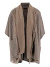 Alonpi Fringe-detail Cashmere Poncho In Brown