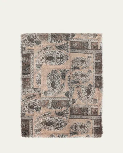 Alonpi Men's Printed Wool Scarf In Flower Print