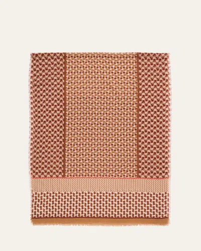 Alonpi Men's Printed Wool Scarf In Orange Pattern