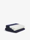Alonpi Navy Mari Striped Cashmere And Silk-blend Throw 190cm X 150cm In Navy
