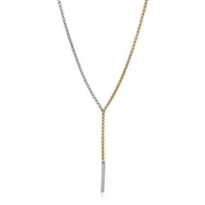 Alor 0.08 Cts Colorblock Lariat Necklace In Grey & Yellow In Multi