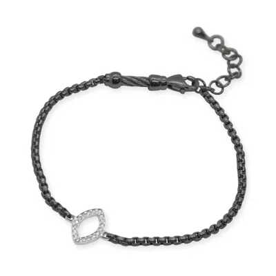 Alor 0.09 Cts Open Marquise Chain Bracelet In Black