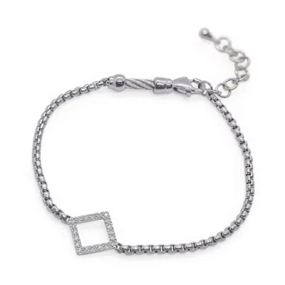 Alor 0.09 Cts Open Square Chain Bracelet In Grey In Gray