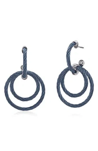 ALOR ALOR® 18K GOLD & STAINLESS STEEL CABLE HOOP DROP HUGGIE HOOP EARRINGS