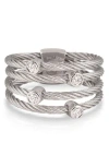 ALOR ALOR® 18K WHITE GOLD & STAINLESS STEEL DIAMOND TWISTED CABLE RING