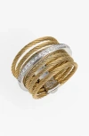 Alor ® 7-row Cable & Diamond Ring In Gold