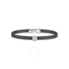 ALOR ALOR BLACK CABLE CLASSIC STACKABLE BRACELET WITH SINGLE SQUARE STATION SET IN 18KT WHITE GOLD