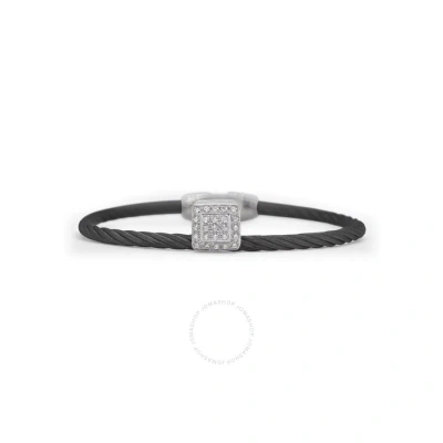 Alor Black Cable Elevated Square Station Bracelet With 18kt White Gold & Diamonds