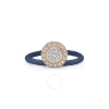 ALOR ALOR BLUEBERRY CABLE ELEVATED ROUND STATION RING WITH 18KT ROSE GOLD & DIAMONDS