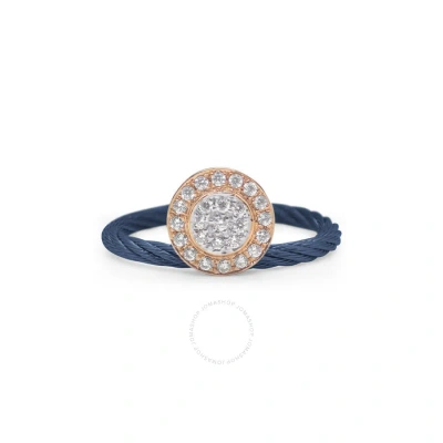 Alor Blueberry Cable Elevated Round Station Ring With 18kt Rose Gold & Diamonds