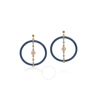 Alor Blueberry Cable Lace Round Earrings With 18kt Rose Gold & Diamonds In Black