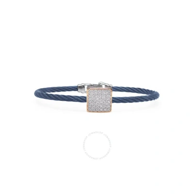 Alor Blueberry Cable Taking Shapes Square Bracelet With 18k Gold & Diamonds In Blue, Rose Gold-tone