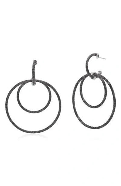Alor ® Cable Hoop Drop Huggie Hoop Earrings In Gray
