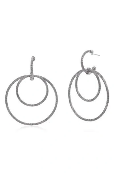Alor ® Cable Hoop Drop Huggie Hoop Earrings In Grey