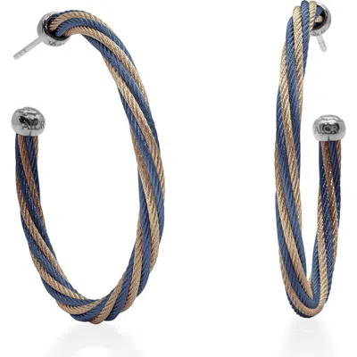 Alor ® Carnation & Blueberry Twisted Cable Hoop Earrings