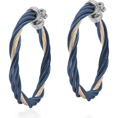 Alor ® Carnation & Blueberry Twisted Cable Hoop Earrings