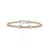 ALOR ALOR CARNATION CABLE ESSENTIAL STACKABLE BRACELET WITH DOUBLE ROUND DIAMOND STATION SET IN 18KT ROSE