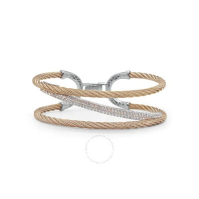 Alor Carnation Cable Transverse Bracelet With 18kt Rose Gold & Diamonds In Rose Gold-tone