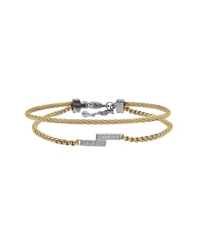 Alor Classique 18k & Stainless Steel 0.07 Ct. Tw. Diamond Cable Bangle In Gold