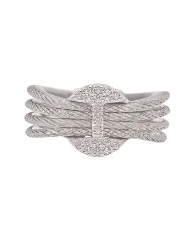 Alor Classique 18k & Stainless Steel 0.1 Ct. Tw. Diamond Cable Ring In White