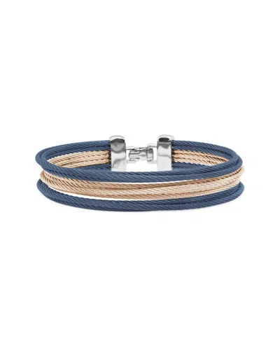 Alor Classique Stainless Steel Cable Bangle Bracelet In Blue
