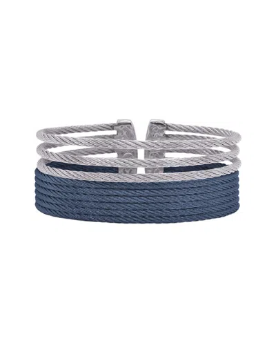 Alor Classique Stainless Steel Cable Bangle Bracelet In Blue