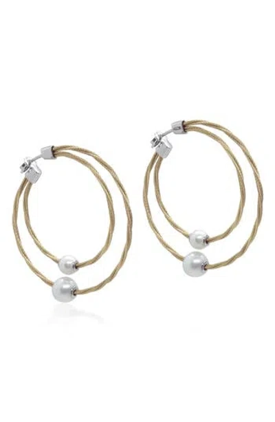 Alor ® Cultured Freshwater Pearl Rope Hoop Earrings In Yellow Gold