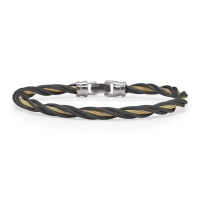 Alor Double Twist Stackable Bracelet In Black & Yellow In Multi
