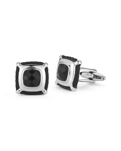 Alor Gentlemens Stainless Steel Black Onyx Cufflinks In Silver