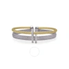 ALOR ALOR GREY & YELLOW CABLE DOUBLE ARCH OVER TWIST CUFF WITH 18K GOLD & DIAMONDS