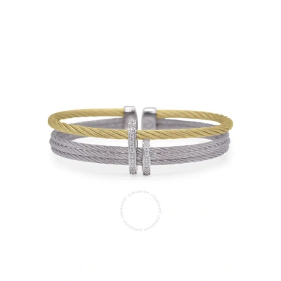 Alor Grey & Yellow Cable Double Arch Over Twist Cuff With 18k Gold & Diamonds
