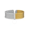 ALOR ALOR GREY & YELLOW CABLE MEDIUM COLORBLOCK CUFF WITH 18KT WHITE GOLD & DIAMONDS