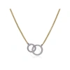 ALOR ALOR GREY CABLE & YELLOW CHAIN INTERLOCKING FULL CIRCLE NECKLACE WITH 14K GOLD & DIAMONDS