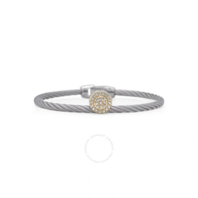 Alor Grey Cable Elevated Round Station Bracelet With 18kt Yellow Gold & Diamonds In Metallic