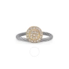 ALOR ALOR GREY CABLE ELEVATED ROUND STATION RING WITH 18KT YELLOW GOLD & DIAMONDS