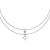 ALOR ALOR GREY CABLE EXPRESSIONS OF LOVE XO DOUBLE NECKLACE WITH 14KT YELLOW GOLD & DIAMONDS