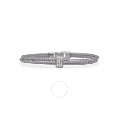 Alor Grey Cable Single Simple Stack Bracelet With 18kt White Gold & Diamonds