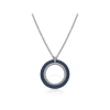 ALOR ALOR GREY CHAIN & BLUEBERRY CABLE CIRCLE PENDANT NECKLACE WITH 18KT WHITE GOLD & DIAMONDS