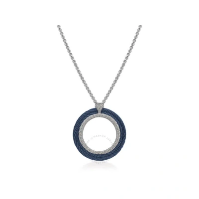 Alor Grey Chain & Blueberry Cable Circle Pendant Necklace With 18kt White Gold & Diamonds