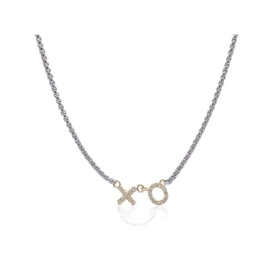 Alor Grey Chain Expressions Of Love Xo Necklace With 14kt Yellow Gold & Diamonds In Metallic